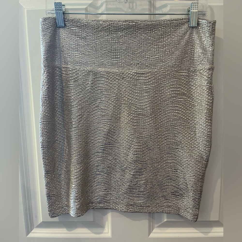Decree Shiny Silver Mini Skirt Size Large
